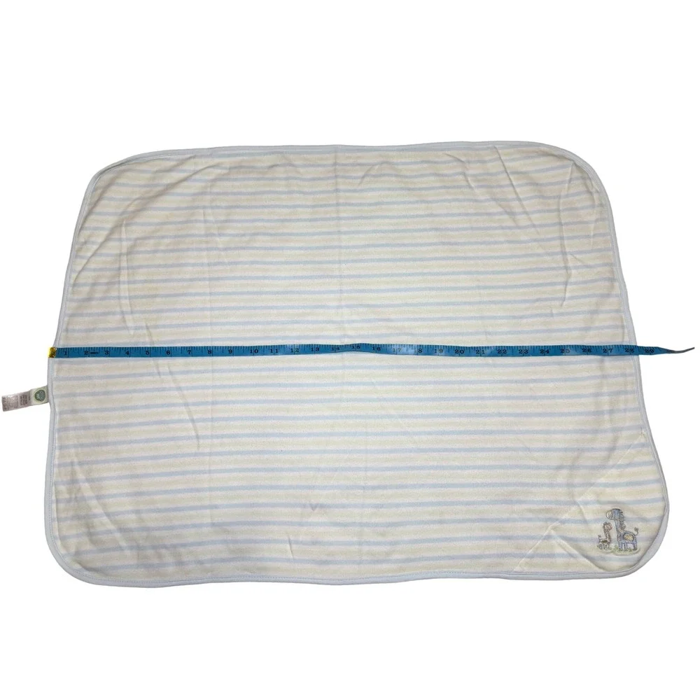 Little Me Baby‎ Blanket Blue Green Striped Giraffe Embroidered Cotton Lovey